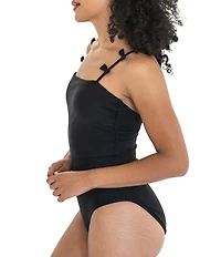 Janela Bay Solid Bow Straps One Piece Swimsuit