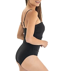 Janela Bay Solid Eyelet Square Neck One Piece Swimsuit