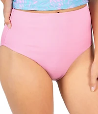 Janela Bay Solid Textured Rib High Waist Swim Bottom