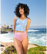 Janela Bay Solid Textured Rib High Waist Swim Bottom