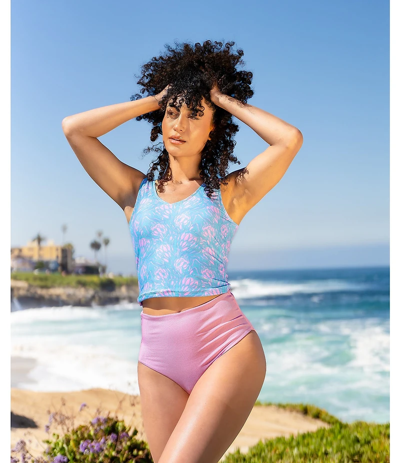 Janela Bay Solid Textured Rib High Waist Swim Bottom