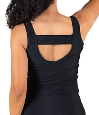 Janela Bay Solid V-Neck Long Tankini Swim Top