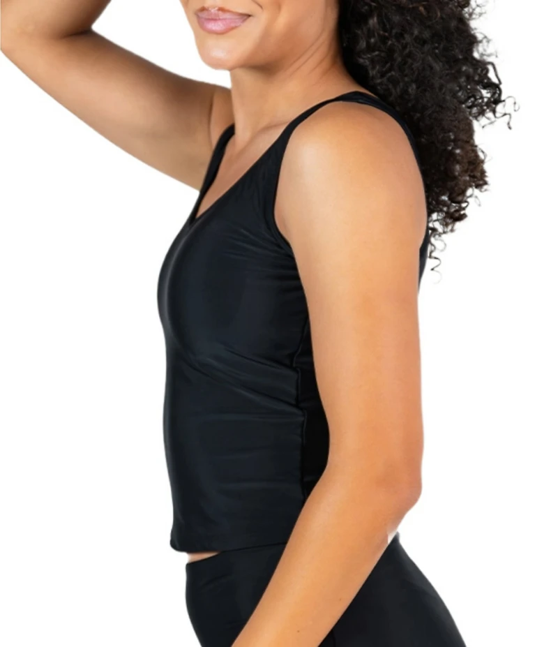 Janela Bay Solid V-Neck Long Tankini Swim Top