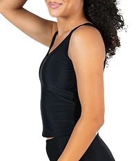 Janela Bay Solid V-Neck Long Tankini Swim Top