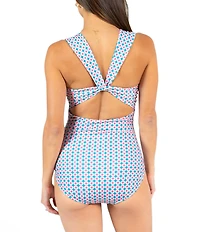 Janela Bay Sunburst Cross Back Scoop Neck One Piece Swimsuit