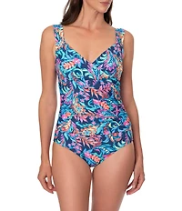 Jantzen Artissan V-Neck Tummy Control Surplice One Piece Swimsuit
