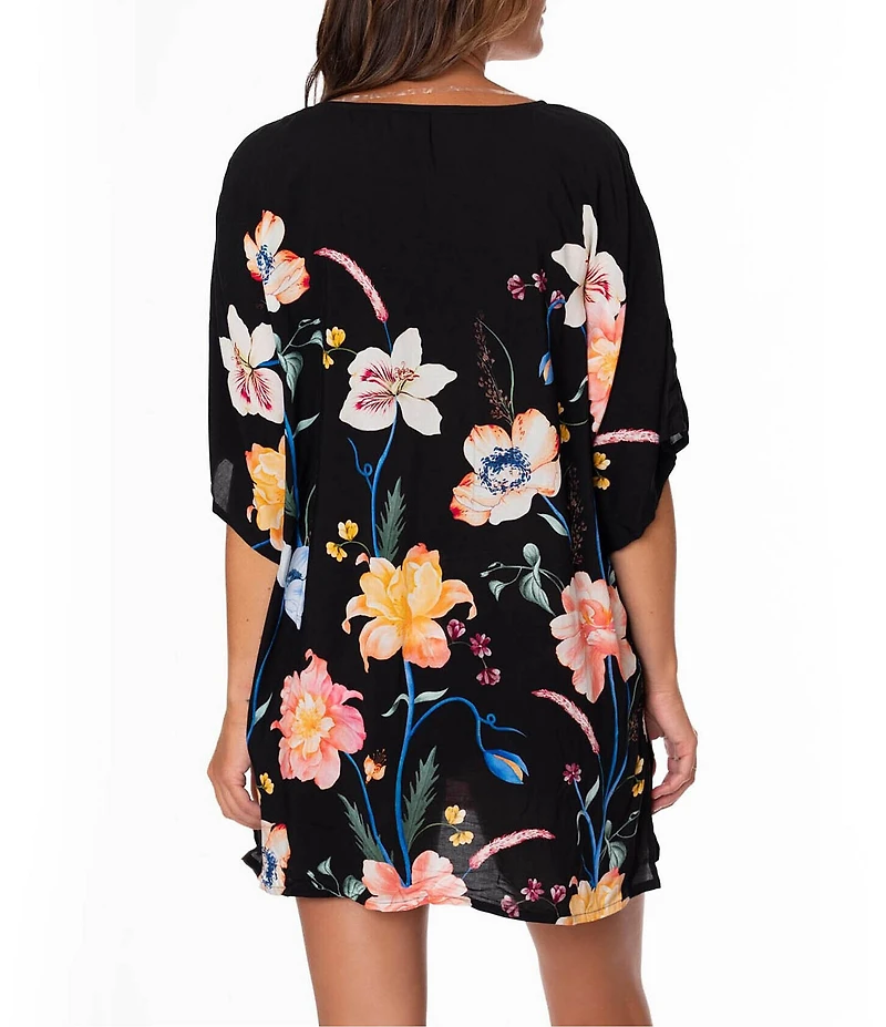 Jantzen Blooming Flowers Celia V-Neck Tunic Swim Cover-Up