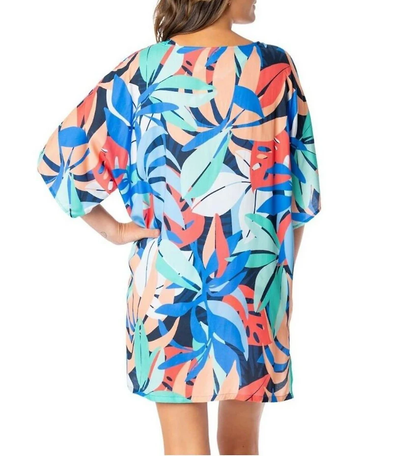 Jantzen Bright Canvas Celia V-Neck Tunic Swim Cover-Up