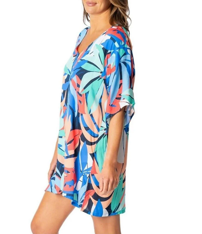 Jantzen Bright Canvas Celia V-Neck Tunic Swim Cover-Up