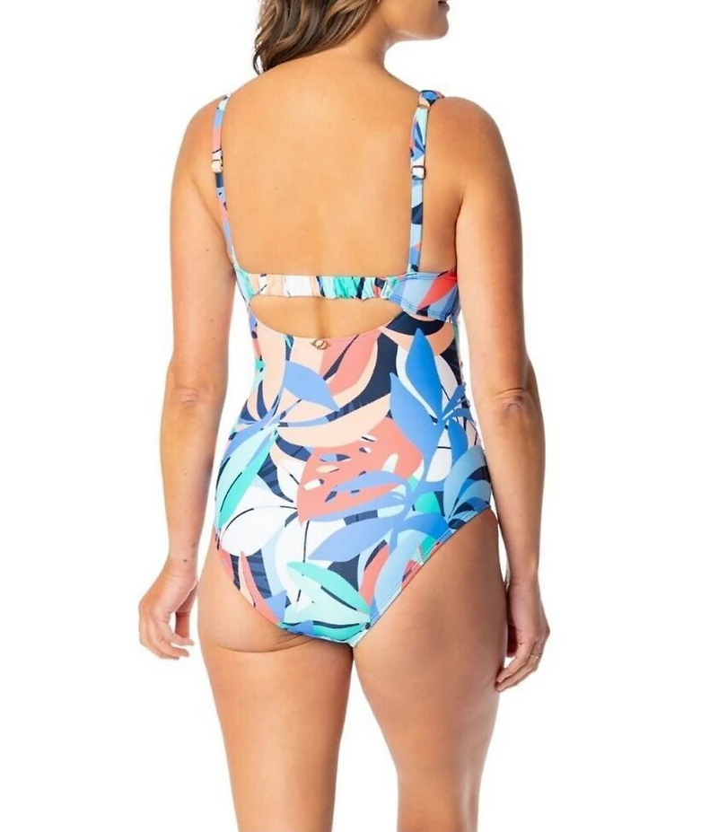 Jantzen Bright Canvas Jolie Scoop Neck Underwire Tummy Control Tank One Piece Swimsuit