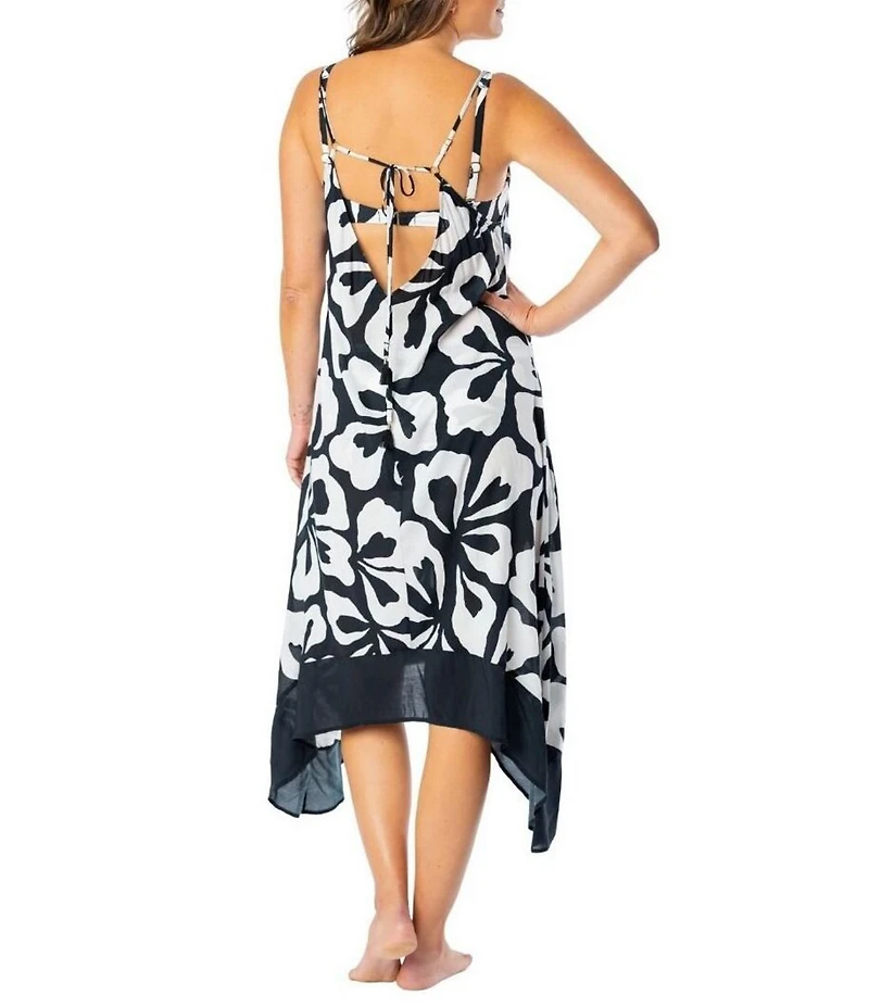 Jantzen Floral Outline Maggie V-Neck Scarf Dress Swim Cover-Up