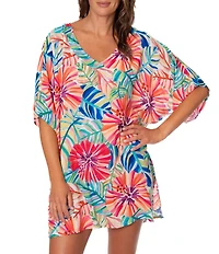 Jantzen Garden Explosion Celia V-Neck Tunic Swim Cover-Up