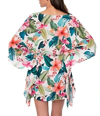 Jantzen Hawaiian Sunrise June Short Sleeve Tunic Swim Cover-Up