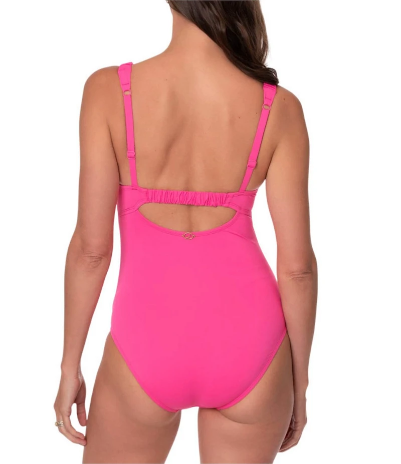 Jantzen Jolie Solid Square Neck Underwire Tummy Control One Piece Swimsuit