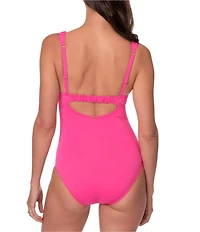 Jantzen Jolie Solid Square Neck Underwire Tummy Control One Piece Swimsuit