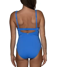 Jantzen Jolie Solid Square Neck Underwire Tummy Control One Piece Swimsuit