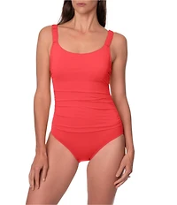 Jantzen Jolie Solid Square Neck Underwire Tummy Control One Piece Swimsuit