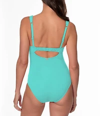 Jantzen Jolie Solid Square Neck Underwire Tummy Control One Piece Swimsuit