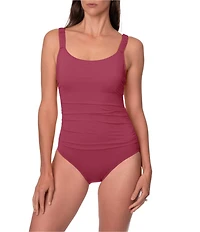 Jantzen Jolie Solid Square Neck Underwire Tummy Control One Piece Swimsuit