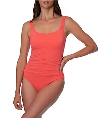 Jantzen Jolie Solid Square Neck Underwire Tummy Control One Piece Swimsuit