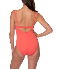 Jantzen Jolie Solid Square Neck Underwire Tummy Control One Piece Swimsuit