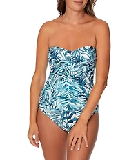 Jantzen Palm Camouflage Flora Bandeau One Piece Swimsuit