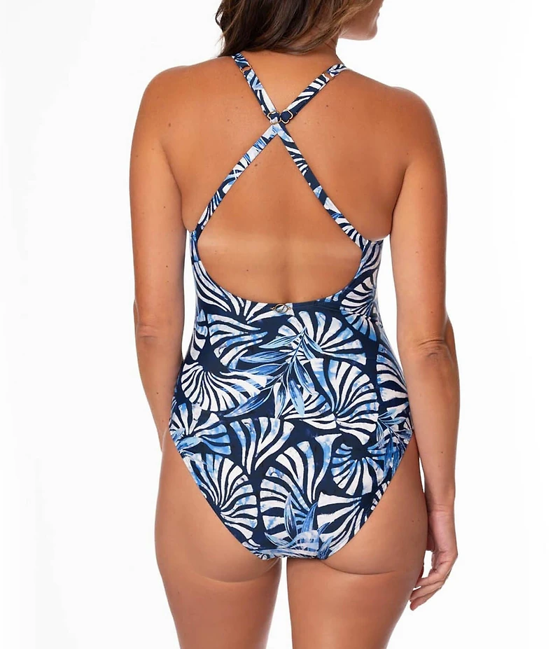 Jantzen Paris Front Keyhole V-Neck One Piece Swimsuit
