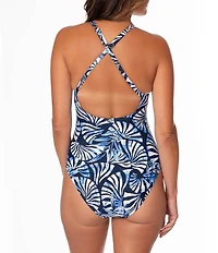 Jantzen Paris Front Keyhole V-Neck One Piece Swimsuit