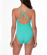 Jantzen Paris Solid Ring V-Neck Tummy Control One Piece Swimsuit