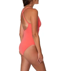 Jantzen Paris Solid Ring V-Neck Tummy Control One Piece Swimsuit