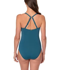 Jantzen Patty Solid V-Neck Tummy Control Surplice One Piece Swimsuit