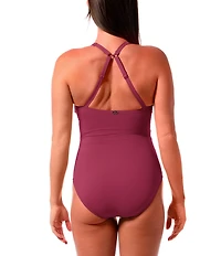 Jantzen Patty Solid V-Neck Tummy Control Surplice One Piece Swimsuit
