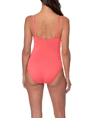Jantzen Patty Solid V-Neck Tummy Control Surplice One Piece Swimsuit