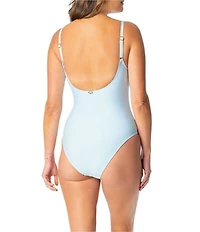 Jantzen Seaside Escape BBQ Ribs Scoop Neck Tummy Control One Piece Swimsuit