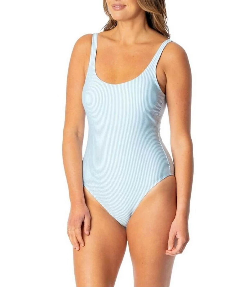 Jantzen Seaside Escape BBQ Ribs Scoop Neck Tummy Control One Piece Swimsuit