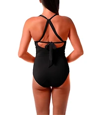 Jantzen Solid Amelie Surplice V-Neck Underwire Tummy Control Wrap One Piece Swimsuit