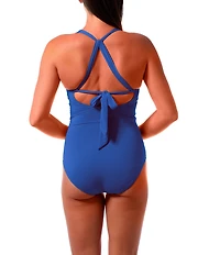 Jantzen Solid Amelie Surplice V-Neck Underwire Tummy Control Wrap One Piece Swimsuit