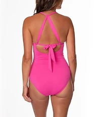 Jantzen Solid Amelie Surplice V-Neck Underwire Tummy Control Wrap One Piece Swimsuit
