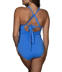 Jantzen Solid Amelie Surplice V-Neck Underwire Tummy Control Wrap One Piece Swimsuit