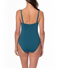 Jantzen Solid Donna Wrap Shirred Tummy Control One Piece Swimsuit