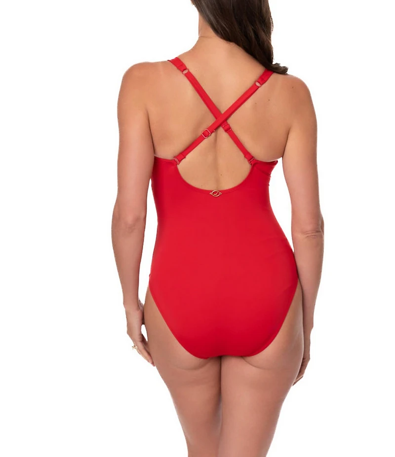 Jantzen Solid Gina Underwire Surplice One Piece Swimsuit