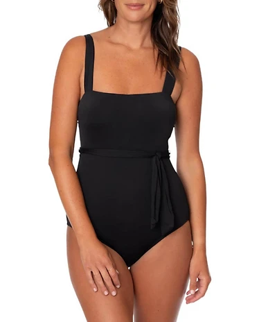 Jantzen Solid Ivana Square Neck One Piece Swimsuit