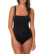 Jantzen Solid Ivana Square Neck One Piece Swimsuit