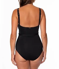 Jantzen Solid Ivana Square Neck One Piece Swimsuit