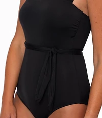 Jantzen Solid Ivana Square Neck One Piece Swimsuit