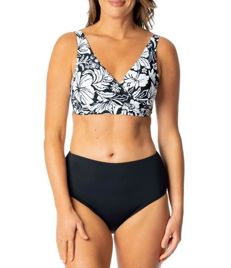 Jantzen Solid Side Shirred High Waist Swim Bottom