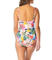 Jantzen Sunset Dream Ruching Surplice V-Neck One Piece Swimsuit