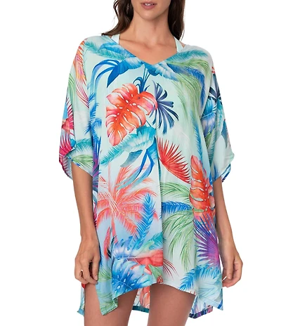 Jantzen Sunset Spirit Celia V-Neck Tunic Swim Cover-Up