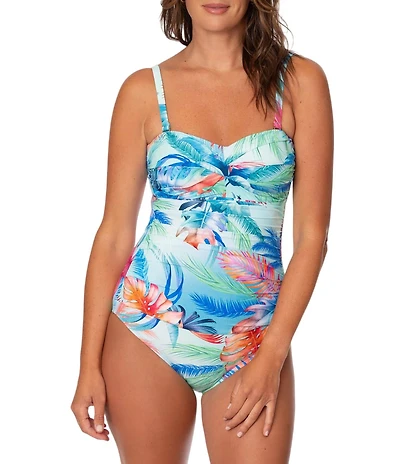 Jantzen Sunset Spirit Flora Bandeau One Piece Swimsuit