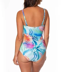 Jantzen Sunset Spirit Flora Bandeau One Piece Swimsuit